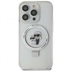 Originalus dėklas Karl Lagerfeld KLHMN61HMRSKCH iPhone 11 / Xr 6.1  Baltas/Baltas hardcase Ring Stand Karl&amp Choupette MagSafe