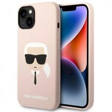 Originalus dėklas Karl Lagerfeld KLHMP14SSLKHLP iPhone 14 6.1 hardcase light rožinis / light rožinis Silicone Karl`s Head Magsafe