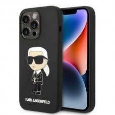 Originalus dėklas Karl Lagerfeld KLHMP14XSNIKBCK iPhone 14 Pro Max 6.7  hardcase Juodas Silicone Ikonik Magsafe