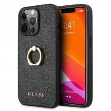 Iphone 13 Pro Originalus Guess dėklas GUHCP13L4GMRGR  / 13 6,1" Pilkas 4G su žiedu/laikikliu