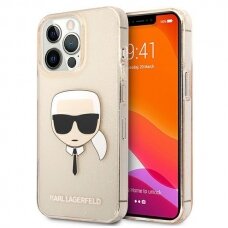 Iphone 13 Pro Originalus Karl Lagerfeld dėklas KLHCP13LKHTUGLGO  / 13 6,1" Auksinis Glitter Karl`s Head