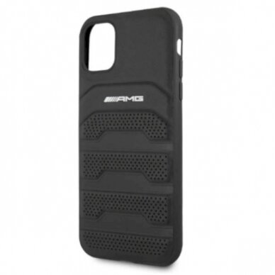 Originalus AMG dėklas AMHCN61GSEBK iPhone 11 6.1 Juodas hardcase Leather Debossed Lines 5
