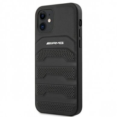 Originalus AMG dėklas AMHCP12SGSEBK iPhone 12 mini 5,4"  Juodas hardcase Leather Debossed Lines 1
