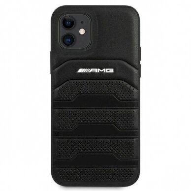 Originalus AMG dėklas AMHCP12SGSEBK iPhone 12 mini 5,4"  Juodas hardcase Leather Debossed Lines 2
