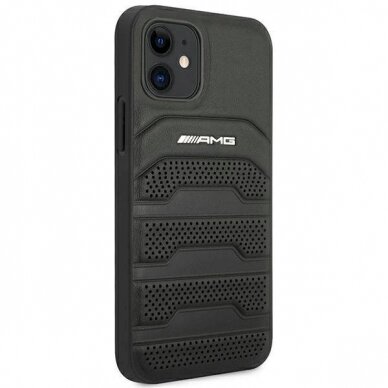 Originalus AMG dėklas AMHCP12SGSEBK iPhone 12 mini 5,4"  Juodas hardcase Leather Debossed Lines 3