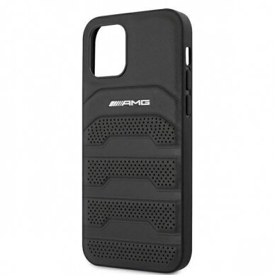 Originalus AMG dėklas AMHCP12SGSEBK iPhone 12 mini 5,4"  Juodas hardcase Leather Debossed Lines 5