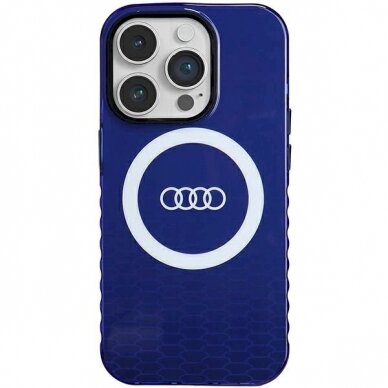 Originalus Audi dėklas IML Big Logo MagSafeiPhone 14 Pro - mėlynas