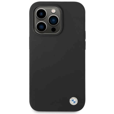 Originalus BMW dėklas Silikoninis Metal Logo iPhone 15 Pro - Juodas 1