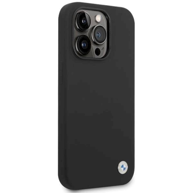 Originalus BMW dėklas Silikoninis Metal Logo iPhone 15 Pro - Juodas 2