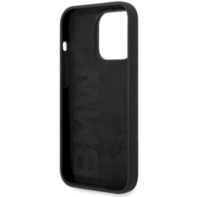 Originalus BMW dėklas Silikoninis Metal Logo iPhone 15 Pro - Juodas 5