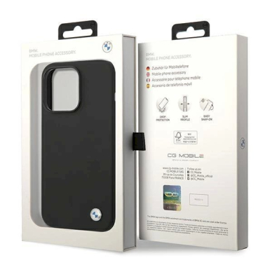 Originalus BMW dėklas Silikoninis Metal Logo iPhone 15 Pro - Juodas 7