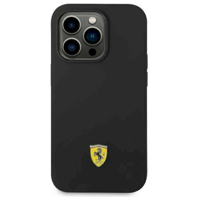 Originalus dėklas Ferrari FEHCP14LSIBBK iPhone 14 Pro 6.1  Juodas hardcase Silikoninis Metal Logo 2