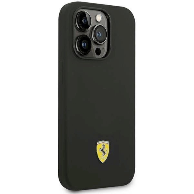 Originalus dėklas Ferrari FEHCP14LSIBBK iPhone 14 Pro 6.1  Juodas hardcase Silikoninis Metal Logo 3