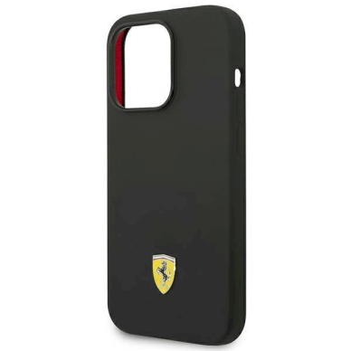 Originalus dėklas Ferrari FEHCP14LSIBBK iPhone 14 Pro 6.1  Juodas hardcase Silikoninis Metal Logo 5