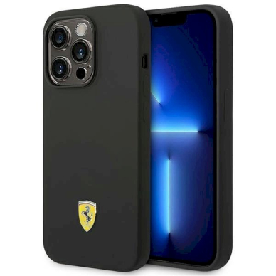 Originalus dėklas Ferrari FEHCP14LSIBBK iPhone 14 Pro 6.1  Juodas hardcase Silikoninis Metal Logo