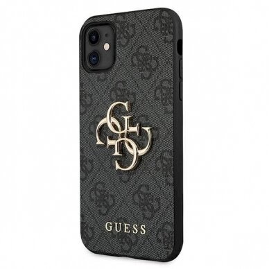 Originalus dėklas Guess case skirta iPhone 11 / XR 4G Big Metal Logo series - pilkos spalvos 1