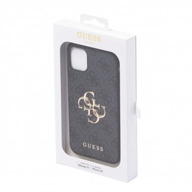 Originalus dėklas Guess case skirta iPhone 11 / XR 4G Big Metal Logo series - pilkos spalvos 13