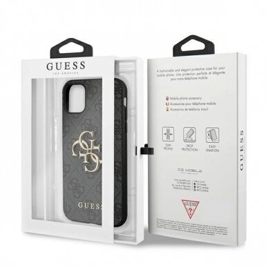 Originalus dėklas Guess case skirta iPhone 11 / XR 4G Big Metal Logo series - pilkos spalvos 7