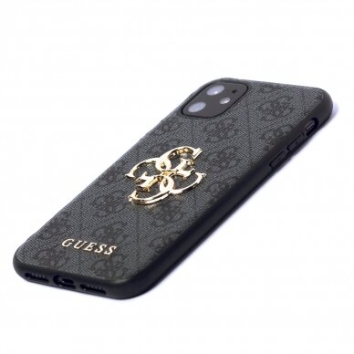 Originalus dėklas Guess case skirta iPhone 11 / XR 4G Big Metal Logo series - pilkos spalvos 9