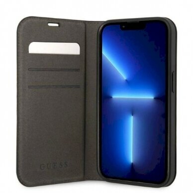 Originalus dėklas Guess GUBKP14LHG4SHK iPhone 14 Pro 6.1 Juodas book 4G Vintage Gold Logo 3
