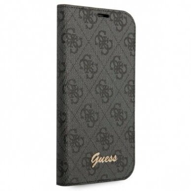 Originalus dėklas Guess GUBKP14LHG4SHK iPhone 14 Pro 6.1 Juodas book 4G Vintage Gold Logo 4