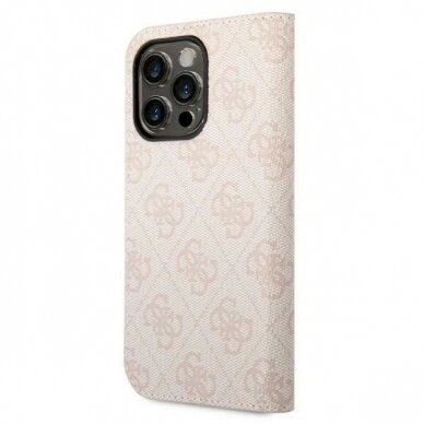 Originalus dėklas Guess GUBKP14LHG4SHP iPhone 14 Pro 6.1 rožinis / rožinis book 4G Vintage Gold Logo 1