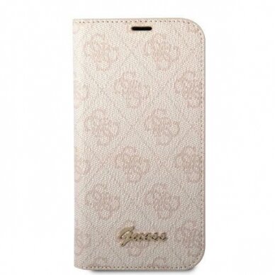 Originalus dėklas Guess GUBKP14LHG4SHP iPhone 14 Pro 6.1 rožinis / rožinis book 4G Vintage Gold Logo 2
