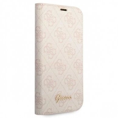 Originalus dėklas Guess GUBKP14LHG4SHP iPhone 14 Pro 6.1 rožinis / rožinis book 4G Vintage Gold Logo 4