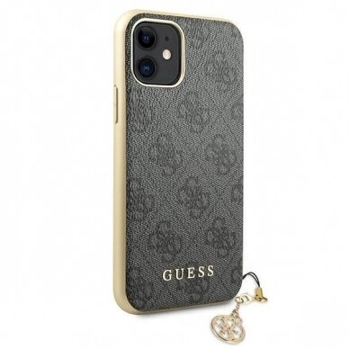 Originalus dėklas Guess GUHCN61GF4GGR iPhone 11 6.1  / Xr pilkos spalvos hard case 4G Charms Collection 2