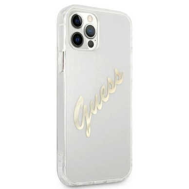 Originalus dėklas Guess GUHCP12LKTRSVGO iPhone 12 Pro Max 6.7  Permatomas hardcase Vintage Script Gold 3