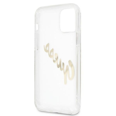 Originalus dėklas Guess GUHCP12LKTRSVGO iPhone 12 Pro Max 6.7  Permatomas hardcase Vintage Script Gold 6