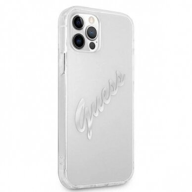 Originalus dėklas Guess GUHCP12LKTRSVSI iPhone 12 Pro Max 6.7  Permatomas hardcase Vintage Script Silver 2