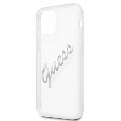 Originalus dėklas Guess GUHCP12LKTRSVSI iPhone 12 Pro Max 6.7  Permatomas hardcase Vintage Script Silver 4