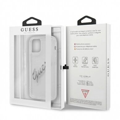 Originalus dėklas Guess GUHCP12LKTRSVSI iPhone 12 Pro Max 6.7  Permatomas hardcase Vintage Script Silver 6