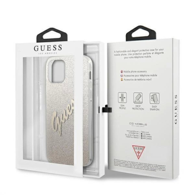 Originalus dėklas Guess GUHCP12LPCUGLSGO iPhone 12 Pro Max 6.7  gold/gold hardcase Glitter Gradient Script 7