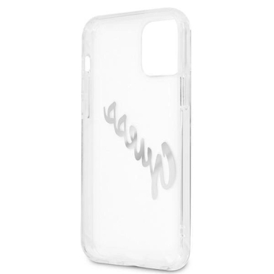 Originalus dėklas Guess GUHCP12MKTRSVSI iPhone 12/12 Pro 6.1  Permatomas hardcase Vintage Script Silver 6