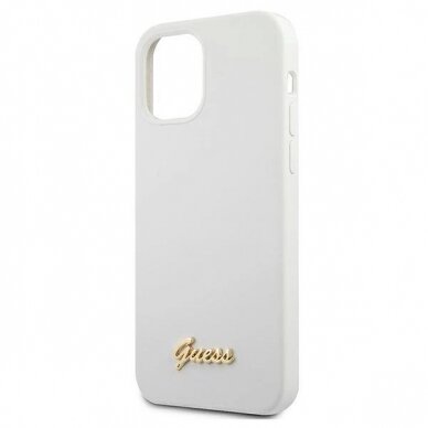 Originalus dėklas Guess GUHCP12SLSLMGWH iPhone 12 mini 5.4  Baltas/Baltas hardcase Metal Logo Script 5