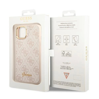 Originalus dėklas Guess GUHCP14MHG4SHP iPhone 14 Plus 6.7 rožinis / rožinis hard case 4G Vintage Gold Logo 7