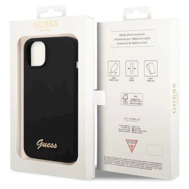 Originalus dėklas Guess GUHCP14MSLSMK iPhone 14 Plus 6.7 Juodas hard case Silicone Vintage Gold Logo 7