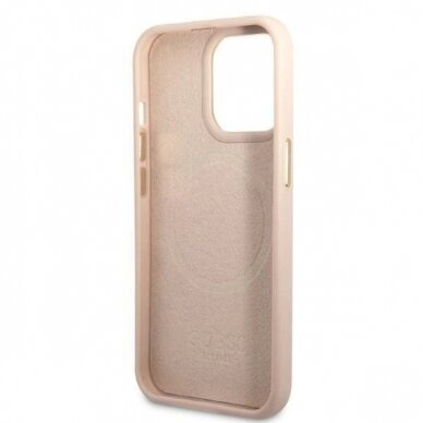 Originalus dėklas Guess GUHMP13LU4GPRP iPhone 13 Pro / 13 6.1 rožinis / rožinis hard case 4G Logo Plate MagSafe 6