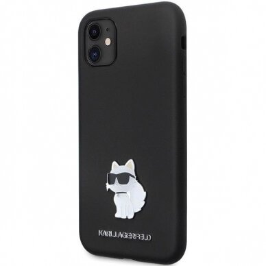 Originalus dėklas Karl Lagerfeld KLHCN61SMHCNPK case skirta iPhone 11 / Xr - Juodas Silicone C Metal Pin 1