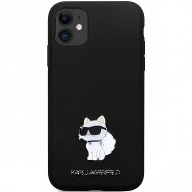 Originalus dėklas Karl Lagerfeld KLHCN61SMHCNPK case skirta iPhone 11 / Xr - Juodas Silicone C Metal Pin 2