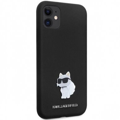 Originalus dėklas Karl Lagerfeld KLHCN61SMHCNPK case skirta iPhone 11 / Xr - Juodas Silicone C Metal Pin 3