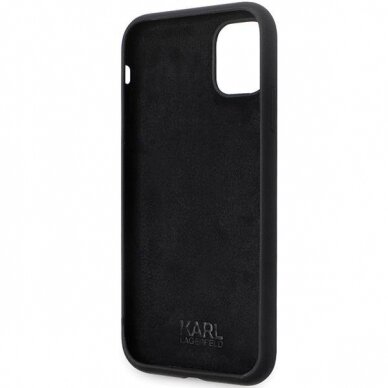 Originalus dėklas Karl Lagerfeld KLHCN61SMHCNPK case skirta iPhone 11 / Xr - Juodas Silicone C Metal Pin 6
