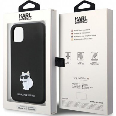 Originalus dėklas Karl Lagerfeld KLHCN61SMHCNPK case skirta iPhone 11 / Xr - Juodas Silicone C Metal Pin 7