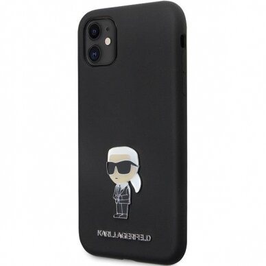 Originalus dėklas Karl Lagerfeld KLHCN61SMHKNPK case skirta iPhone 11 / Xr - Juodas Silicone Ikonik Metal Pin 1