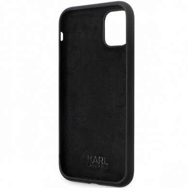 Originalus dėklas Karl Lagerfeld KLHCN61SMHKNPK case skirta iPhone 11 / Xr - Juodas Silicone Ikonik Metal Pin 6