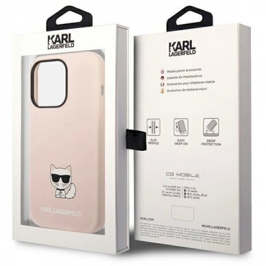 Originalus dėklas Karl Lagerfeld KLHCP14LSLCTPI iPhone 14 Pro 6.1 hardcase light rožinis / light rožinis Silicone Choupette Body 7