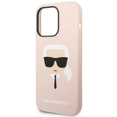 Originalus dėklas Karl Lagerfeld KLHCP14LSLKHLP iPhone 14 Pro 6.1 hardcase rožinis / rožinis Silikoninis Karl`s Head 5