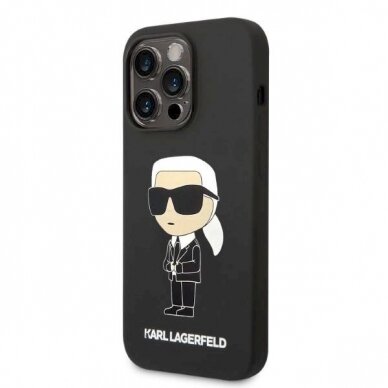 Originalus dėklas Karl Lagerfeld KLHMP14XSNIKBCK iPhone 14 Pro Max 6.7  hardcase Juodas Silicone Ikonik Magsafe 1